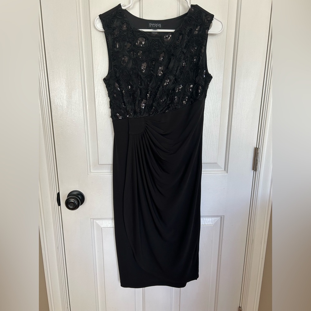Enfocus Studio Black Sequin Midi Dress
